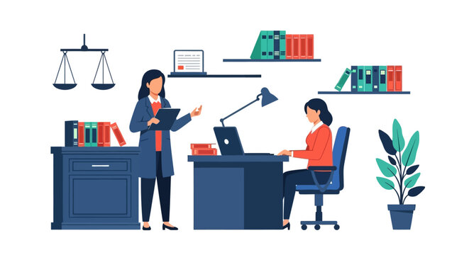 Two women working in a law office setting.