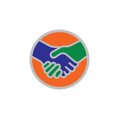 Hand Shake Deal Pose in a Circle Deal Logo Vector Logo Design Template Design