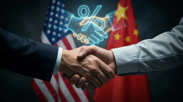 Global market tension impacts trade and tariff policies inflation and economic crisis, handshake symbolizes business agreement and international cooperation