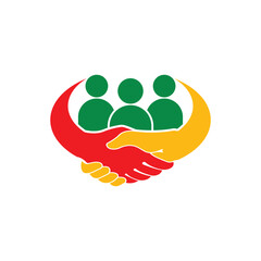 Hand Shake Deal Pose in a Circle Deal Logo Vector Logo Design Template Design