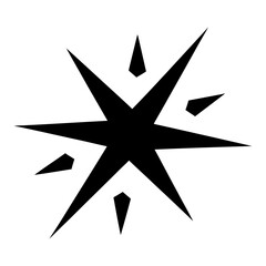 Obraz premium Minimalist black star icon with radiating sparks vector illustration