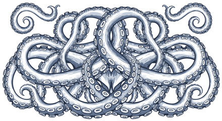 Abstract pattern of intertwined octopus tentacles with suckers © anta