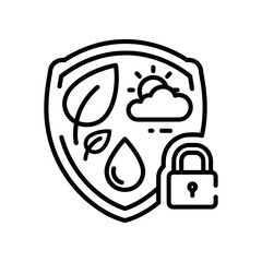 Cloud security shield with lock icon isolated on white background vector illustration
