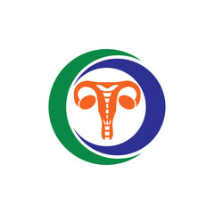 Gynecology icon logo in linear, outline, isolated style.