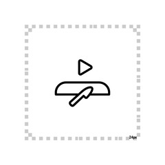 Play button icon isolated on white grid background for media video apps