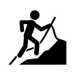Person climbing a steep slope with determination and effort Vector