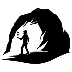 A lone camper explores the mysteries of the night under a tent Vector