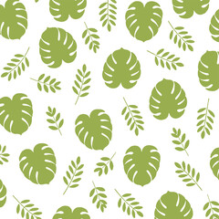 leaves tropical seamless pattern monstera palms botanical repeat tiles © AIcon Star