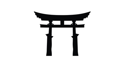 Traditional japanese torii gate stands isolated on a white background silhouette © Rabbi