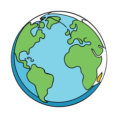 Simple outline world globe illustration showing continents and oceans in clean lines. Minimalist design ideal for education, travel themes, geography projects, or coloring pages.  © Ripa Roy