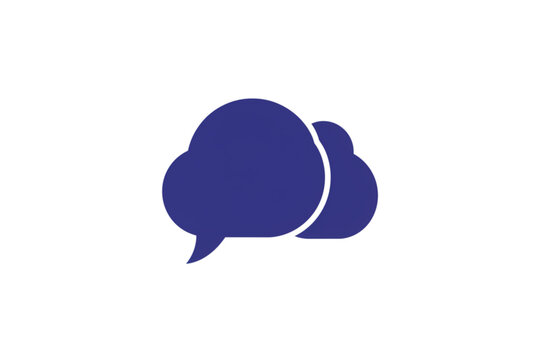 Cloud Conversations: A minimalist depiction of two interlocked speech bubbles in a serene shade of blue, suggesting dialogue, communication, and digital interaction.