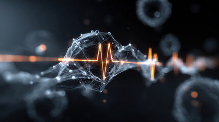Medical science background heartbeat dna molecule waveform abstract technology health futuristic pulse line dark space medical science background