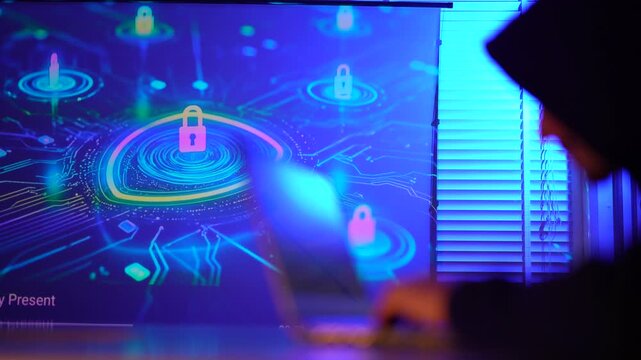 Backend software engineer writing complex command line scripts in dark office. Lead DevOps programmer debugging server infrastructure code late at night.