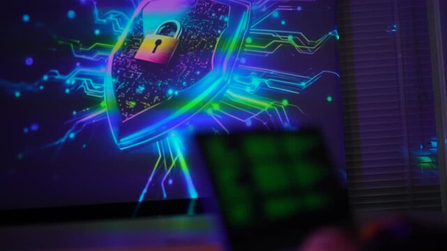 Cybersecurity professional executing penetration testing protocols on laptop. Ethical hacker typing malicious code syntax during targeted network vulnerability assessment.