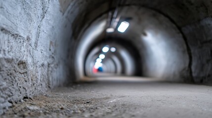 Dimly lit underground tunnel with blurred perspective