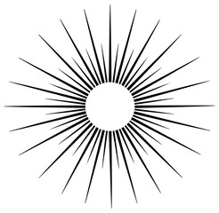 Fototapeta premium Sunburst vector radial rays circle isolated flat black design element