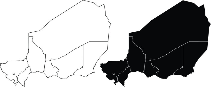 Niger map with internal administrative divisions Africa