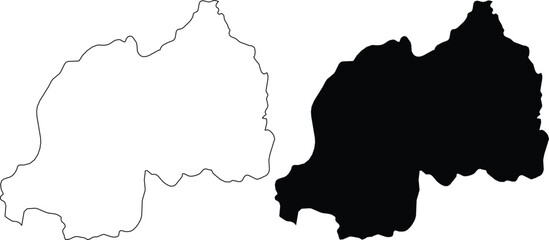 Rwanda Map Outline And Silhouette africa country © Design LL