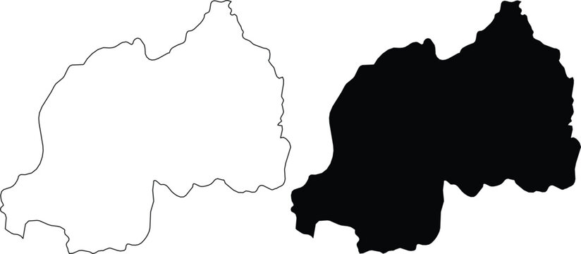 Rwanda Map Outline And Silhouette africa country