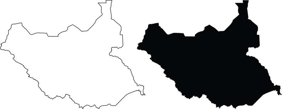 South Sudan Map Outline And Silhouette africa