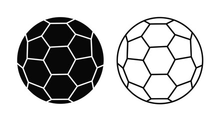 Fototapeta premium Two soccer balls one solid and one outlined in black and white silhouette