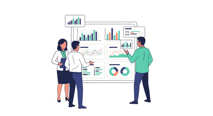Business meeting with data analysis presentation.