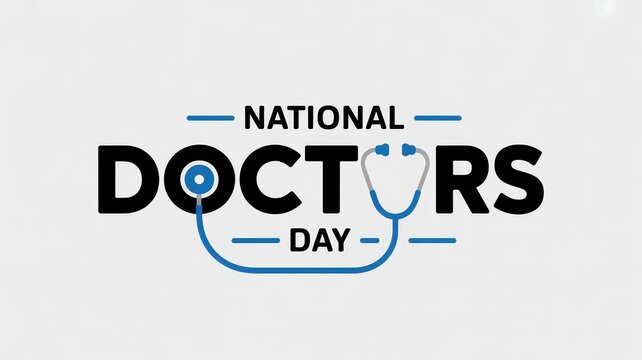 National Doctors Day concept with stethoscope graphic isolated on light gray background