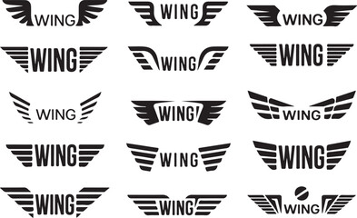 wing logo set vector emblems for brand identity © AIcon Star