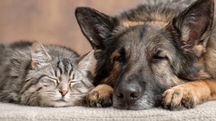 Dog cat friendship comfort pet sleep cozy home living room warm bond dog cat friendship comfort pet sleep cozy home