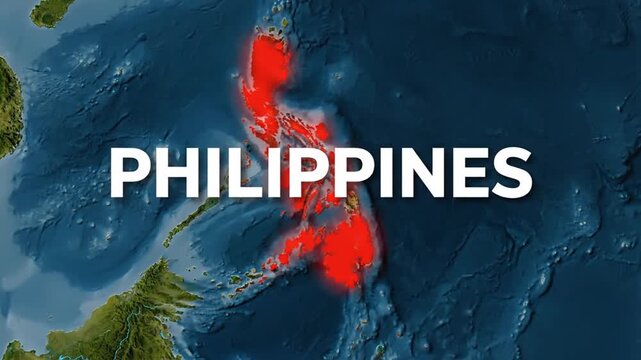 Philippines highlighted red on Southeast Asia map