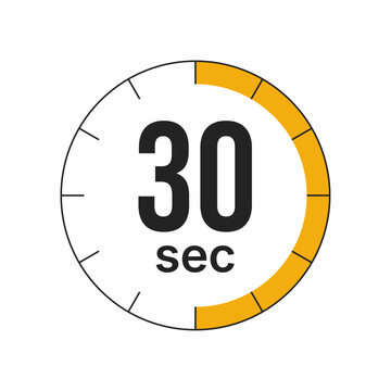 30 second timer icon with yellow progress bar on white background