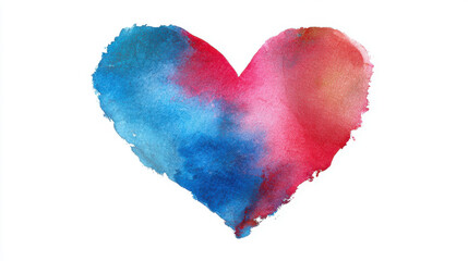 Heart symbol watercolor red blue gradient texture white background heartfelt colorful heart symbol watercolor red blue gradient texture white