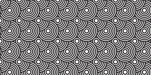 Naklejka premium seamless pattern with circles white and balck overlap swirl fabric vector overlapping textile background.