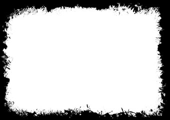 Grunge distressed frame with transparent background. Ideal for posters, photo borders, overlays, branding, flyers, album covers and vintage graphic design.