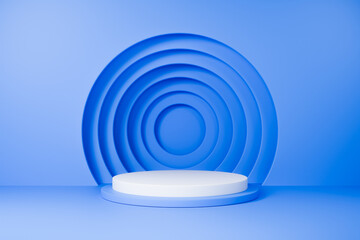 Obraz premium Blue podium stage with concentric circles wall decoration