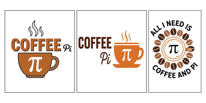 Coffee and Pi, a perfect blend for mathematicians and coffee lovers, with hot mugs and beans