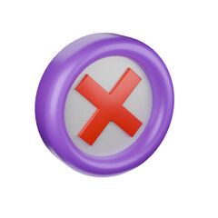 Fototapeta premium Cross Mark Icon: A vibrant illustration showcases a bold red cross symbol nestled within a circular frame, accentuated by a complementary purple outer ring.