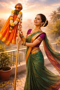 Beautiful Marathi Women Flaunting Makeup & Jewelry on Gudi Padwa