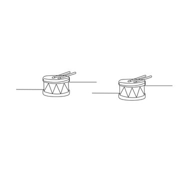 Traditional Bengali dhak drum minimalist one-line vector
