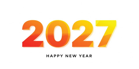 Happy New Year 2027 Bright Gradient Typography Design with Modern Colorful Numbers for Holiday Greeting Card, Celebration Banner and Festive Poster Vector Illustration