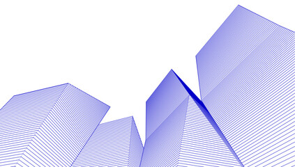 abstract geometric shapes of a modern city 3d