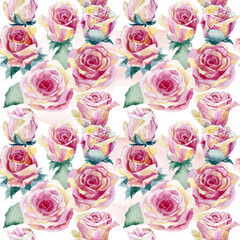 Naklejka premium Watercolor pattern of roses