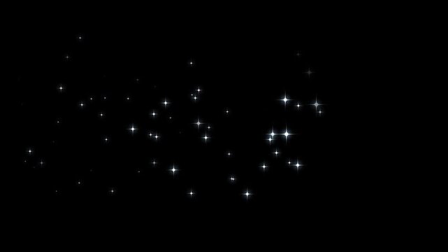 Luxury white glitter sparkles line, magic pixie dust path trail, glowing twinkle stars burst animation, fairy sparkle shimmer transition effect on transparent black screen background 4K