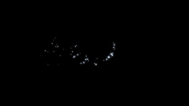 Luxury white glitter sparkles line, magic pixie dust path trail, glowing twinkle stars burst animation, fairy sparkle shimmer transition effect on transparent black screen background 4K