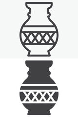 Beautiful vase icon set in line and solid style. Outline and filled vector icon with editable stroke. Vase sign and symbol for floral decor.