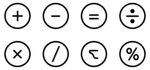 calculator math buttons vector icons