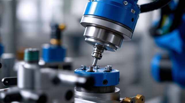 Close up of industrial robot components and mechanical parts automated machinery elements manufacturing technology precision engineering components robotic system assembly ind