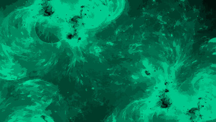 Vector Abstract green cosmic swirling nebula background, depicting the wonders of space, galaxy, universe, exploration, and the awe-inspiring beauty of the cosmos. © Ateş