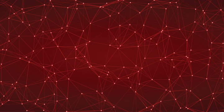 Dynamic red network connections and nodes forming a complex geometric web pattern on a dark gradient background symbolizing energy and data transmission