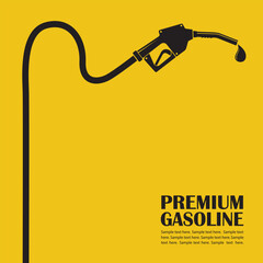 gasoline fuel pump nozzle poster isolated on yellow background